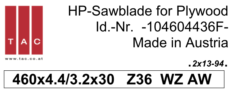 HM-Sägeblatt  TAC 104604436F