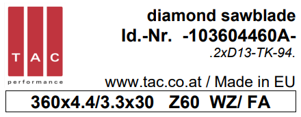 DIA-Sägeblatt  TAC 103604460A