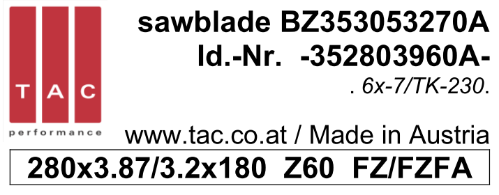 Sägeblatt BZsp TAC 352803960A