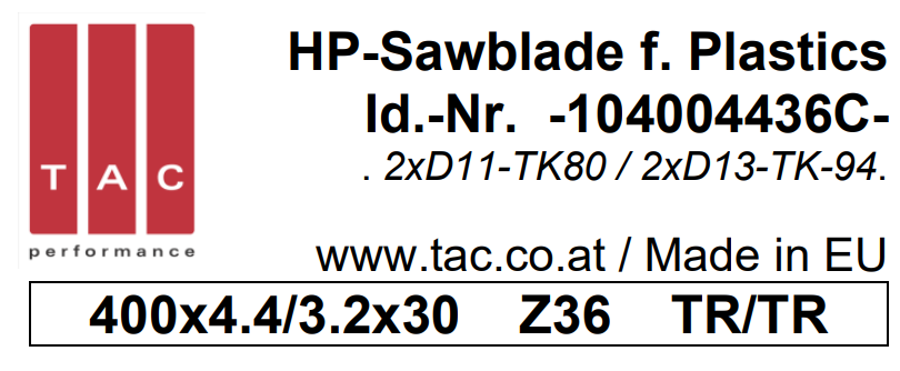 HM-Sägeblatt  TAC 104004436C