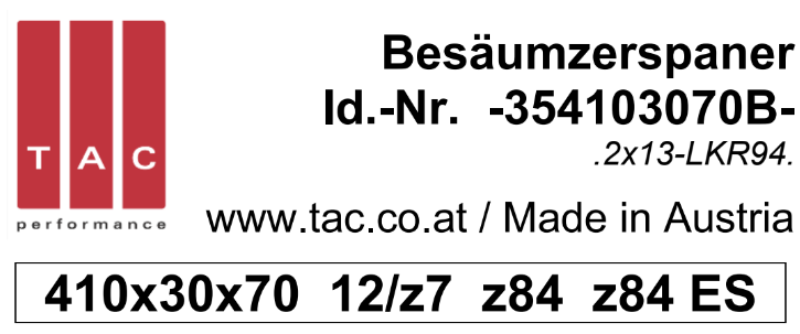 Besäumzerspaner-Satz TAC 354103070B