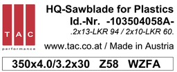 [10 350 40 58 A] TC-sawblade  TAC 103504058A