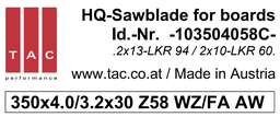 [10 350 40 58 C] HM-Sägeblatt  TAC 103504058C