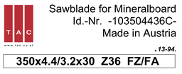 [10 350 44 36 C] HM-Sägeblatt  TAC 103504436C