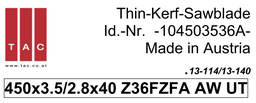 [10 450 35 36 A] TC-sawblade  TAC 104503536A