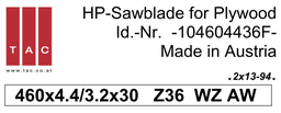 [10 460 44 36 F] HM-Sägeblatt  TAC 104604436F