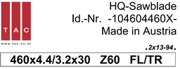 [10 460 44 60 X] HM-Sägeblatt  TAC 104604460X