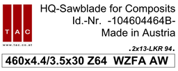[10 460 44 64 B] TC-sawblade  TAC 104604464B