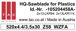 [10 520 44 58 A] TC-sawblade  TAC 105204458A