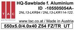 [10 550 50 54 A] HM-Sägeblatt  TAC 105505054A