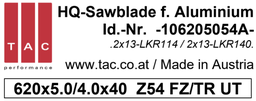 [10 620 50 54 A] TC-sawblade  TAC 106205054A MT