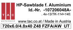 [10 720 60 48 A] TC-sawblade  TAC 107206048A