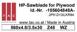 [10 560 48 48 A] TC-sawblade TAC  105604848A