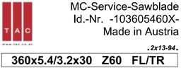 [10 360 54 60 X] TC-sawblade  TAC 103605460X