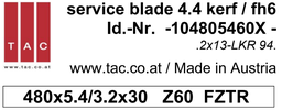[10 480 54 60 X] TC-sawblade  TAC 104805460X