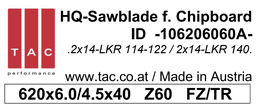 [10 620 60 60 A] TC-sawblade  TAC 106206060A