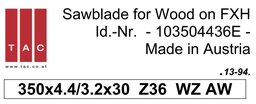 [10 350 44 36 F] HM-Sägeblatt  TAC 103504436F