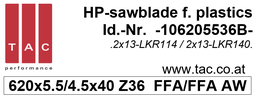 [10 620 55 36 B] HM-Sägeblatt  TAC 106205536B