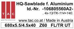 [10 680 55 60 A2] HM-Sägeblatt TAC 106805560A2