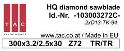 [10 300 32 72 C] DIA-sawblade  TAC 103003272C