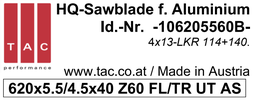 [10 620 55 60 B2] TC-sawblade  TAC 106205560B2