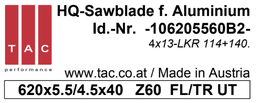 [10 620 55 60 B2] TC-sawblade  TAC 106205560B2